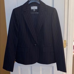 Navy Blue Le Suit Striped Skirt Suit